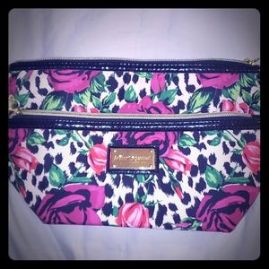 Betsey Johnson Floral Leopard Cosmetic Bag